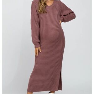 Mauve maternity maxi sweater dress